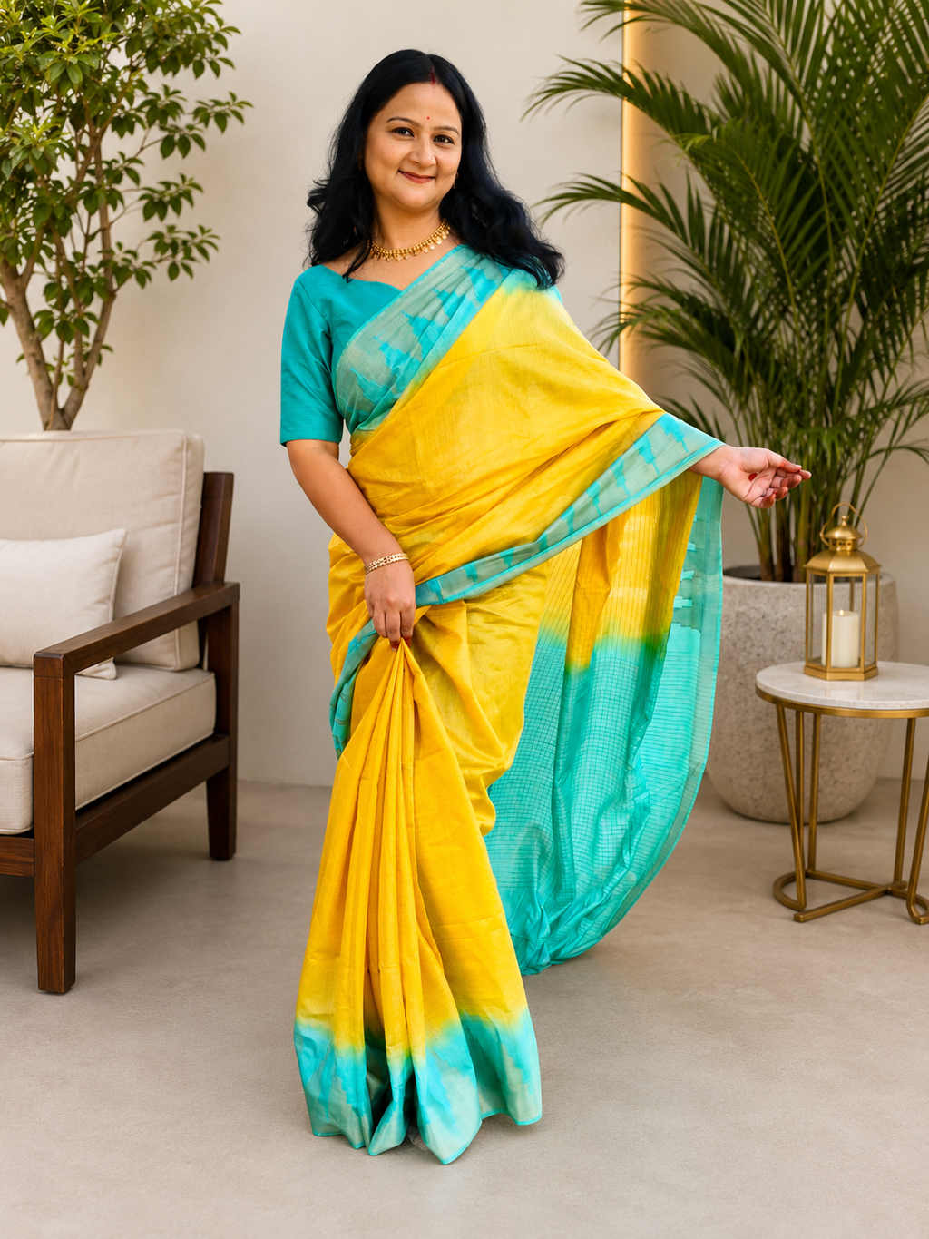 Semi Silk Temple Border Saree