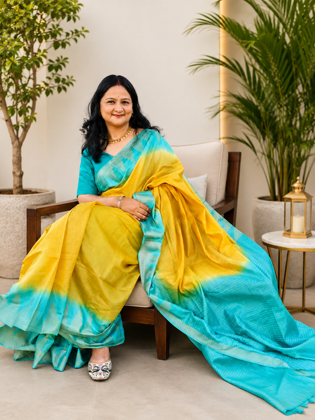 Semi Silk Temple Border Saree