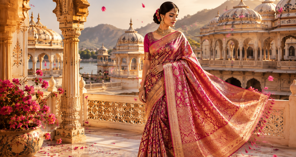 Royal Purple Soft Silk Floral Woven Saree
