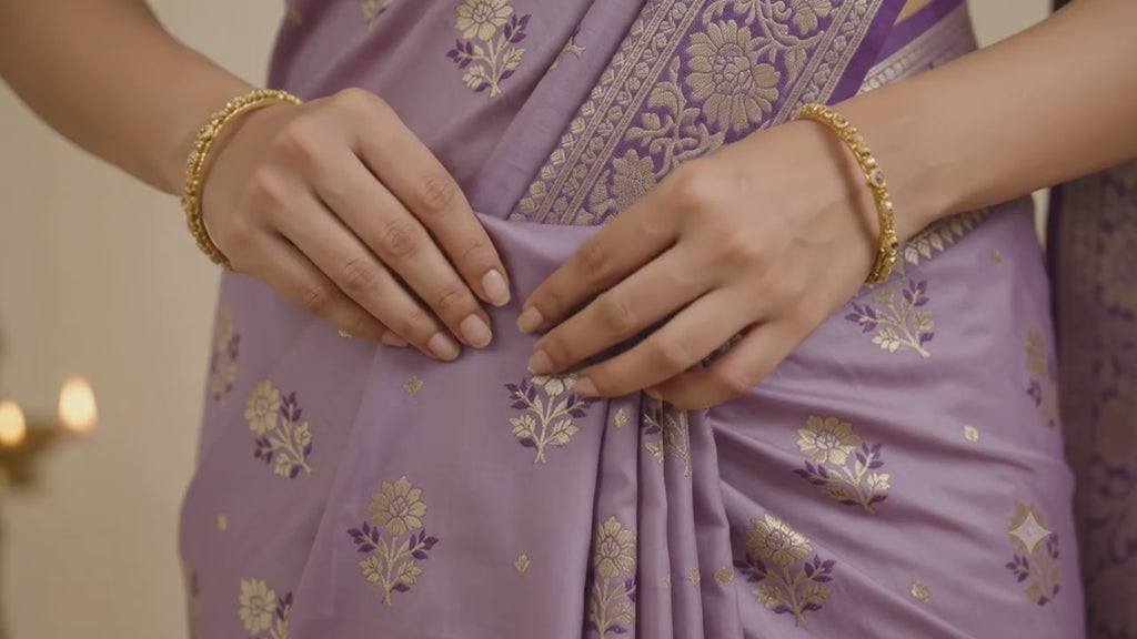 Royal Purple Soft Silk Floral Woven Saree